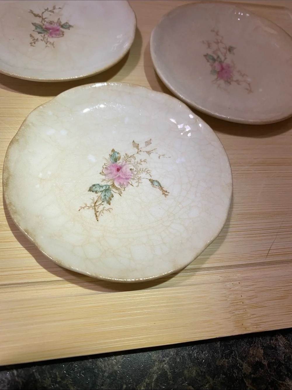 Charming Vintage Floral Butter Pats / Small Trinket Dishes - Set of 3
